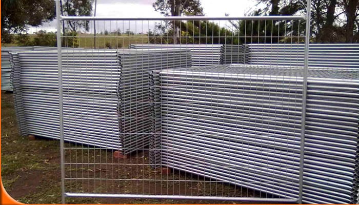 A stack of temporary fencing stacked
