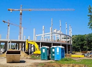 Construction site with tower crane