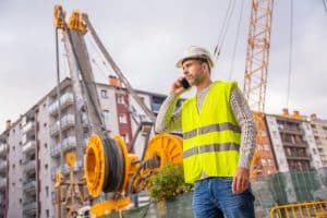 site manager on site on the phone